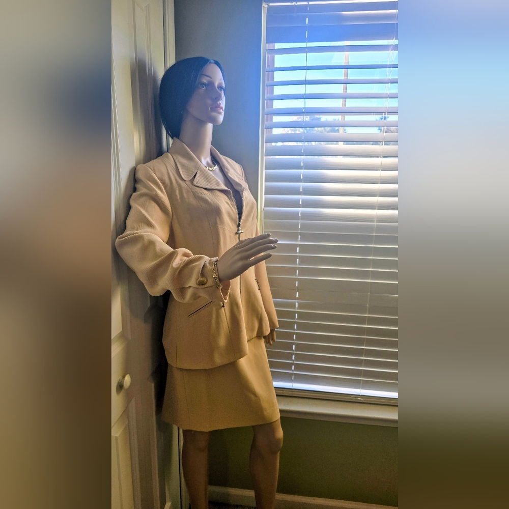 Elegant Cream Blazer and Skirt Set